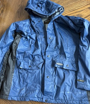 Stearns Dry Wear Jacket Fleece Lined Hooded Button Up Blue Men s Size L Flawed