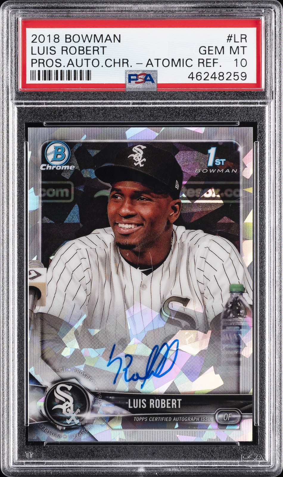2018 BOWMAN PROSPECT AUTOS CHROME ATOMIC REFRACTOR LUIS ROBERT #/100 PSA 10 AUTO