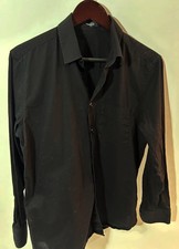 VERSACE Men’s Solid Black Modern Fit Button Up Dress Shirt Workwear M 15.5 39