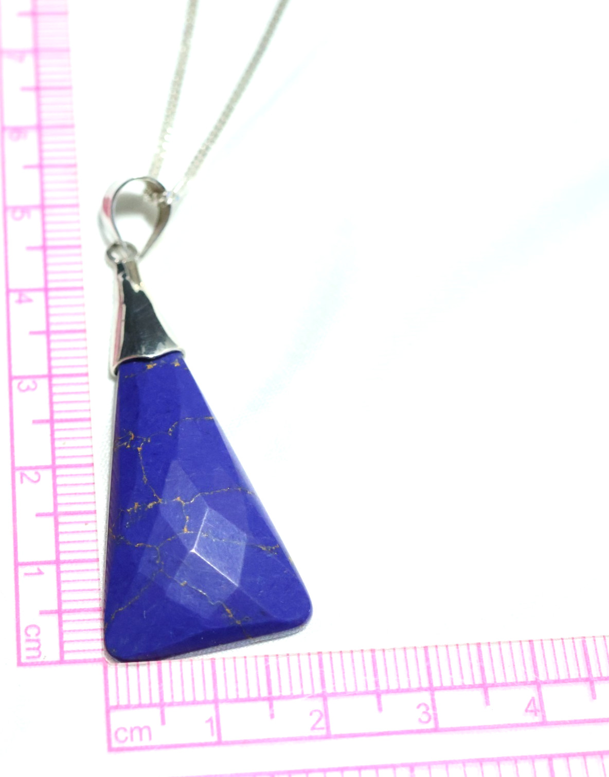 Sterling Silver 925 Chain & Triangular Faceted Bl… - image 10