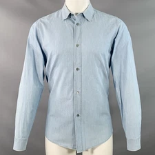 A.P.C. Size M Blue Chambray Cotton Spread Collar Long Sleeve Shirt