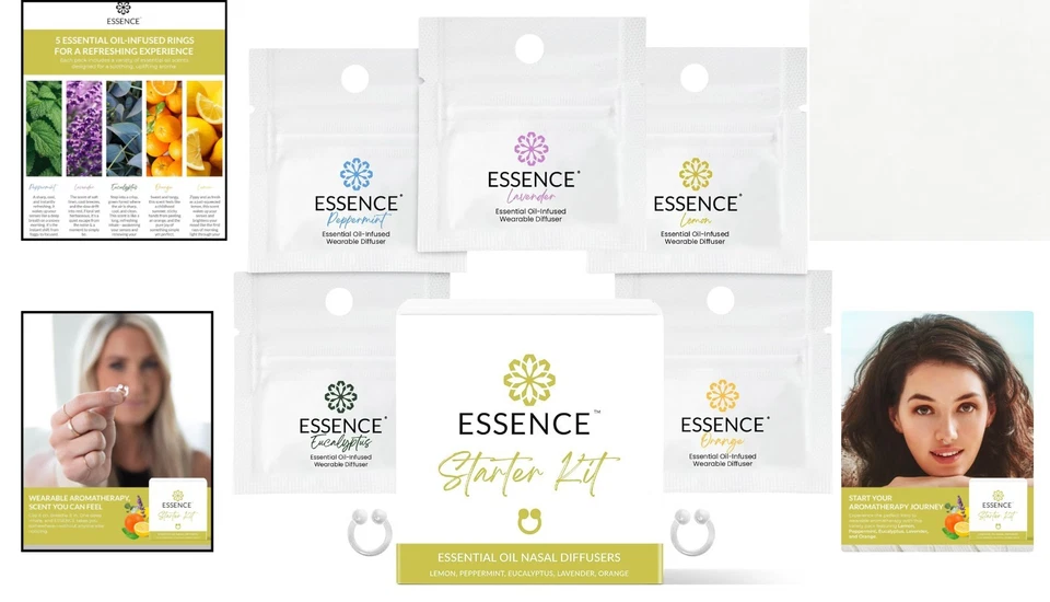 Juego difusor nasal portátil Essence: kit de aromaterapia de relajación y energía Foto 2 de 4