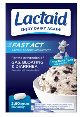 Lactaid Fast Act Lactase Enzyme Supplement 120 Caplets - FAST FREE DELVERY-