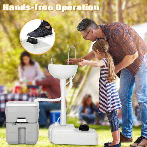 Outdoor Wash Sink and Potable Toilet Set 4.5 Gallon Sink & 5.3 Gallon Toilet - Picture 6 of 10