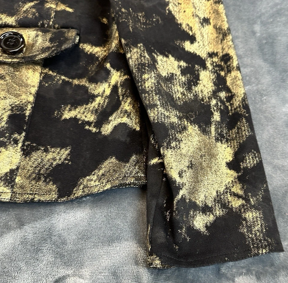 Vintage Berek Jacket Women's Large Black and Gold Button Front Metallic Blazer - Image 4 of 4