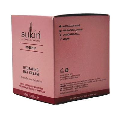 Sukin Rosehip Hydrating Day Cream 120mL|Vegan Moisturizer - Dry/Distressed Skin