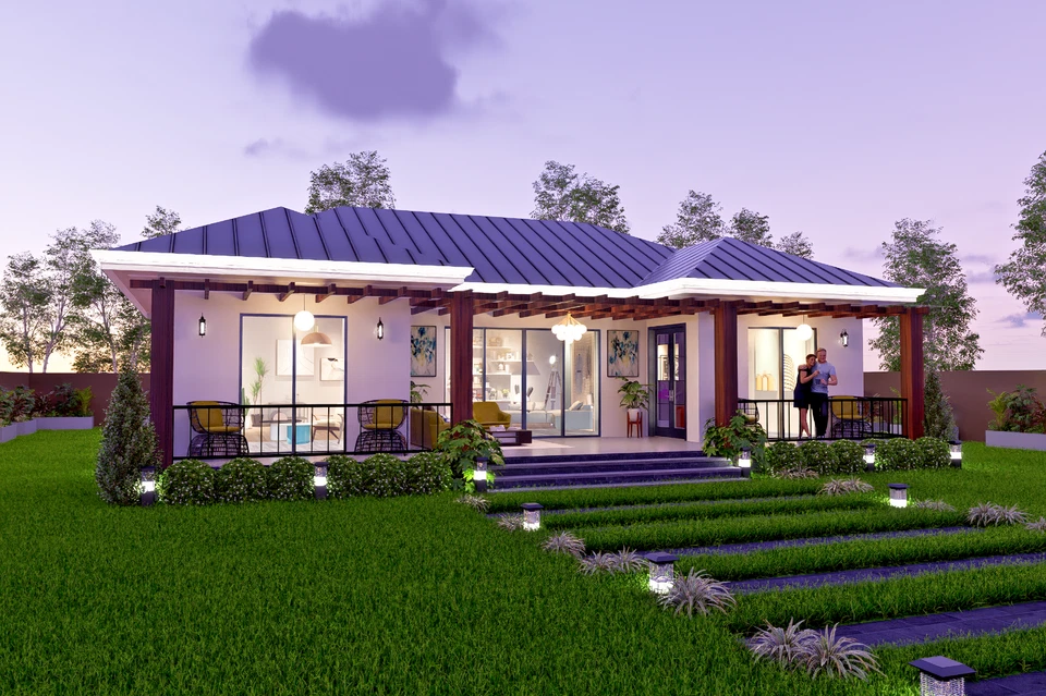 Заказной план дома в испанском стиле 3 спальни и 2 ванные комнаты с файлом CAD и PDF - Изображение 4 из 4