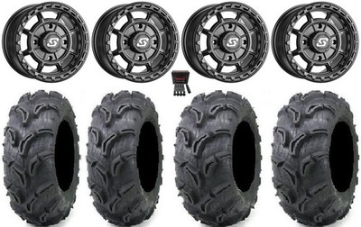 Sedona Rift 14'' Wheels Black 27'' Zilla Tires Yamaha Wolverine RMAX