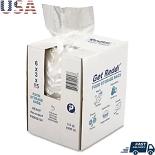 Pinch Seal Zipper Food Storage Bags 3.5Qt Clear 1000 Count Fresh Produce New