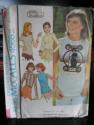 Vintage McCall's #4568 Misses Set of Stretch Knit Tops Vintage McCall's #4568 Misses Set of Stretch Knit Tops