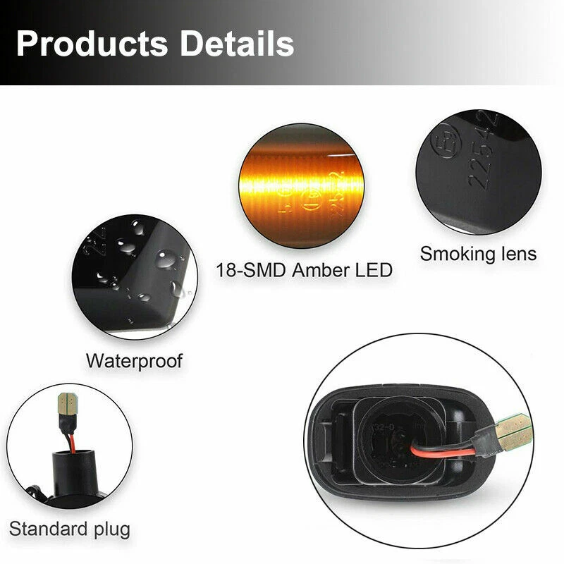 Para Toyota Hilux SR5 vigo MK6 Carina E T Pickup Luz LED Lateral Dinámica 2X Foto 4 de 4