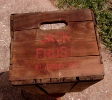 Vtg JACK FROST Beverage Soda Primative Wooden Crate Case Altoona Pa. Antique
