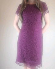 Laundry by Shelli Segal Classy Career Office Work Lace Dress Size 8 Burgundy