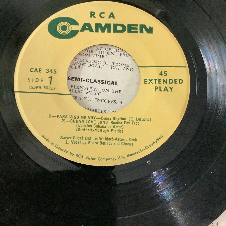 Xavier Cugat 7" Single That Latin Beat, RCA Camden CAE 345 “Para Vigo Me Voy” Foto 4 de 4