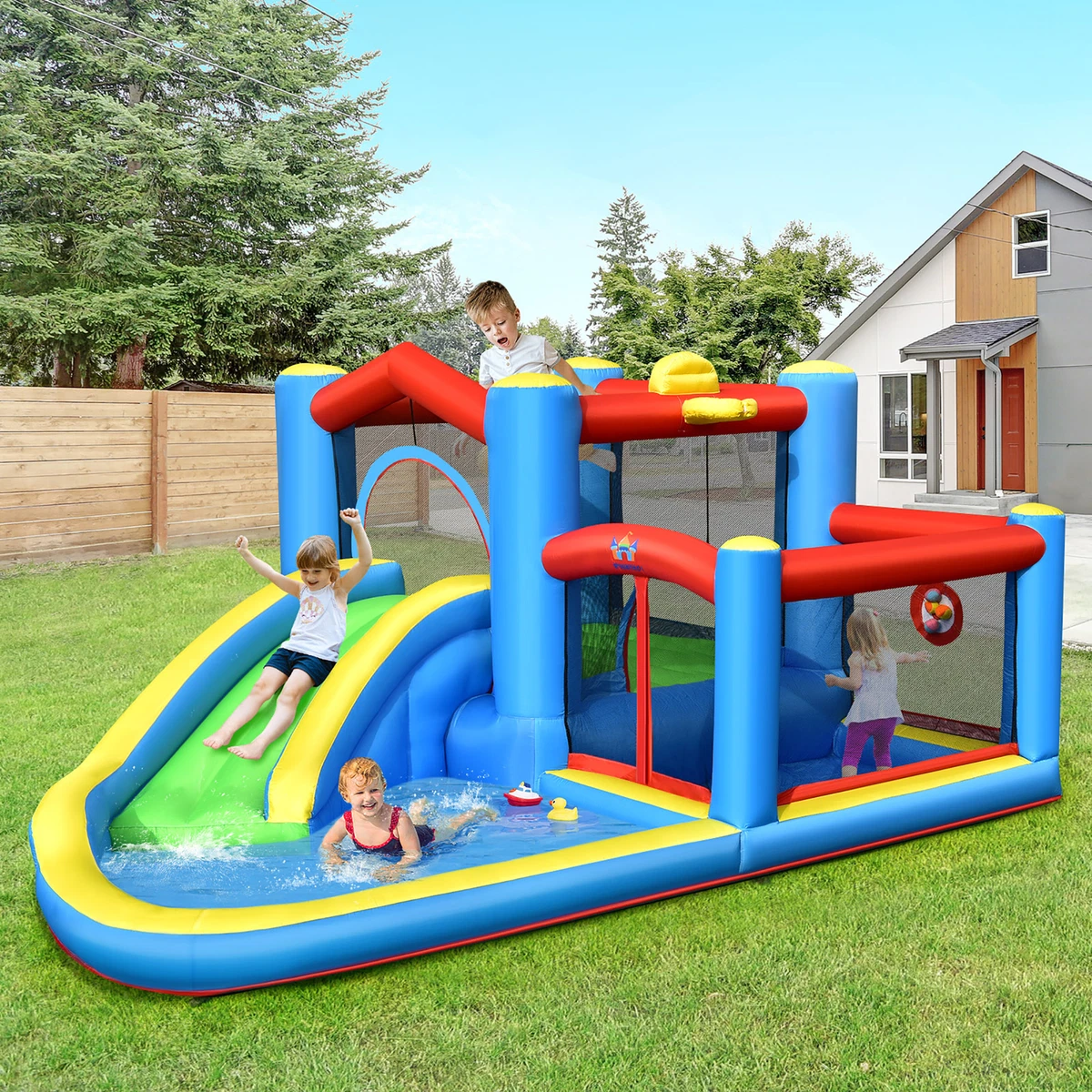 Saltador Con Tobogan Piscina Casa Inflable De Agua Rebote Grande