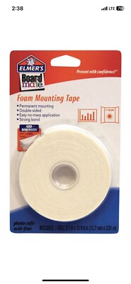 Elmer's Boardmate Double Sided 0.5 '' W X 12.5 ft. L Mounting Tape White (4-Pack)
