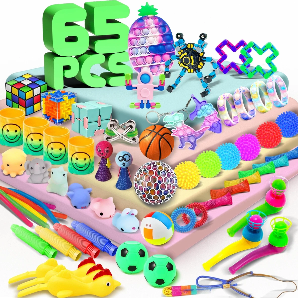 65 Pack Bundle Sensory Fidget Toys Set