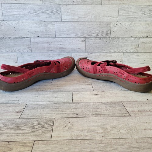 Muk Luks Sport Shoes 7 Red Mary Jane flats Geometric Cutouts Ankle Strap Womens - Picture 6 of 10