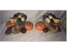 Harvest Time Thanksgiving Cornucopia Taper Candle Holders PartyLite