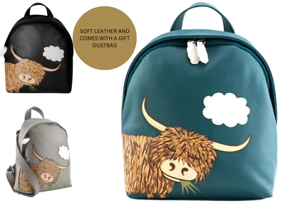 Premium Leder Highland Cow Backpack Rucksack 7208 von Mala Leather