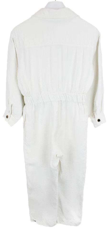 Sandro Overall Damen (Eu) 34 Leinen Mischung V-Ausschnitt 3/4 Ärmel Snap Ivory - Bild 2 von 4