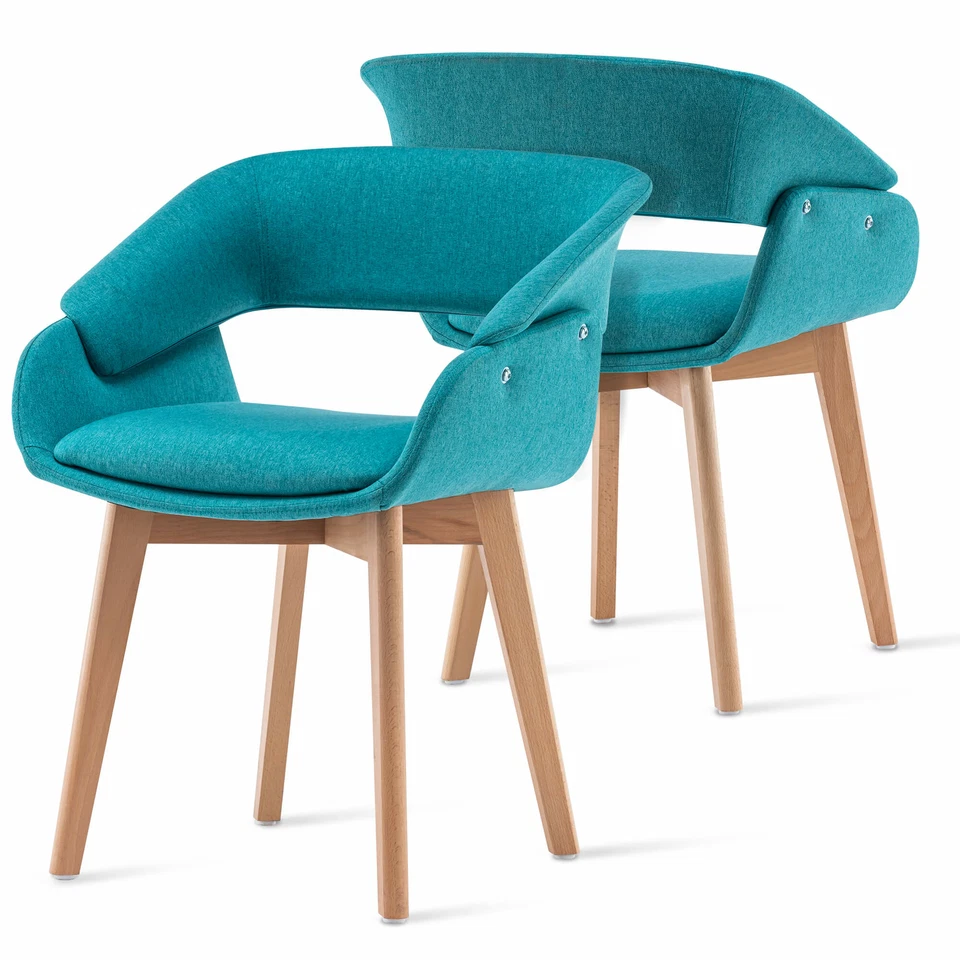 Ivinta Dining Chair Set of 2 Accent Linen Fabric Kitchen Chair for Living Room - Image 2 of 3