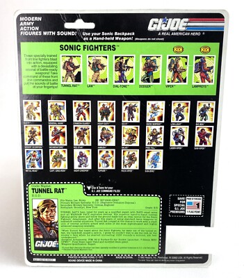 Tunnel Rat V3 GI Joe Full Card Back Uncut File Card 1991 Sonic Fighters ARAH