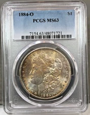1884-O $1 Morgan Silver Dollar PCGS MS63 ~ Pretty Toned