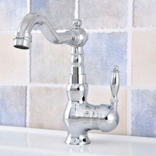 Polished Chrome Deck Mount Bathroom Kitchen Sink Faucet Hot and cold Mixer Taps