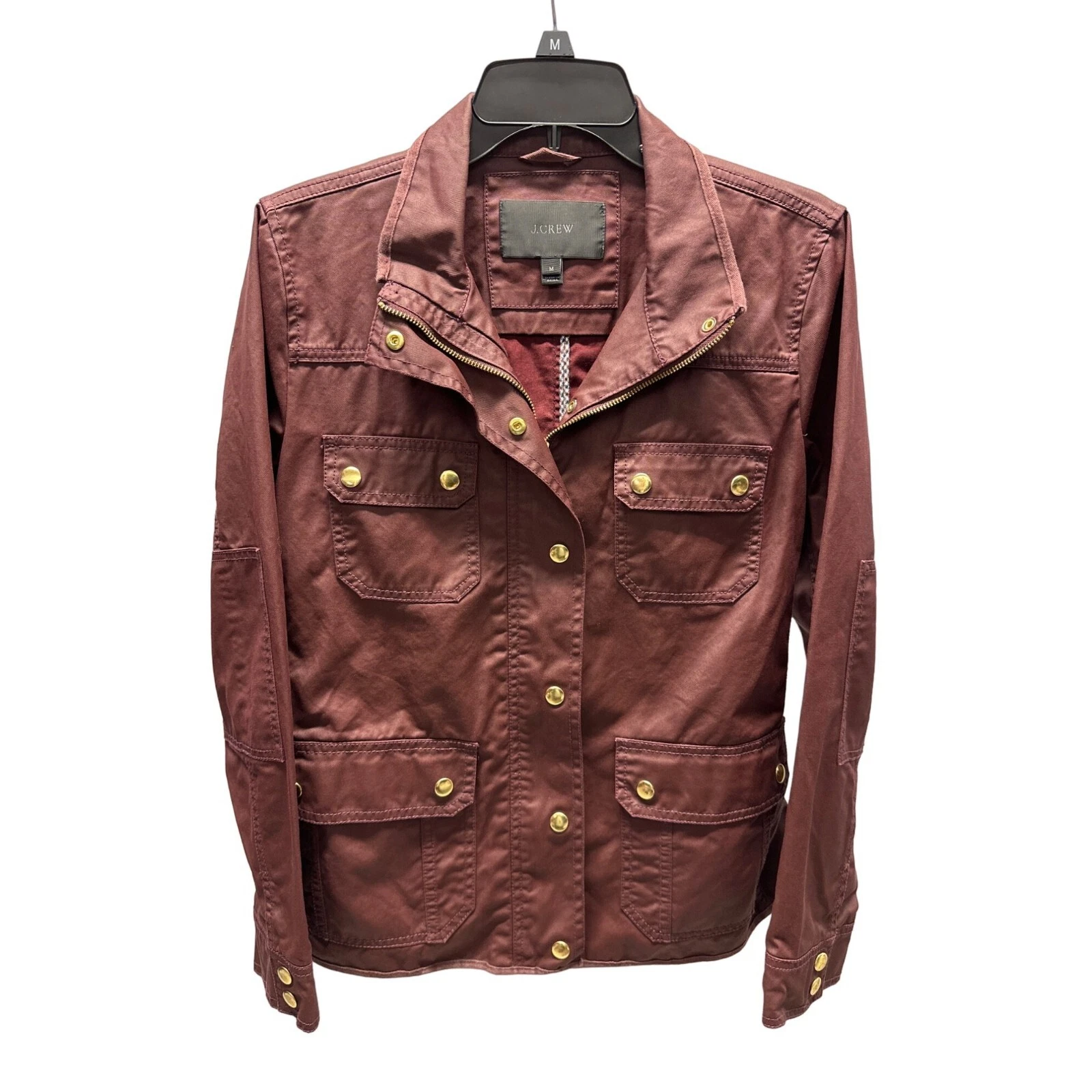 J. Crew Waxed Cotton Burgundy Downtown Field Jacket Women's Medium