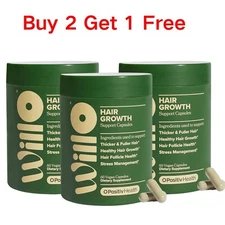 3 Pack O Positiv Willo Hair Support For Thicker, Fuller Hair Growth in Women NEW