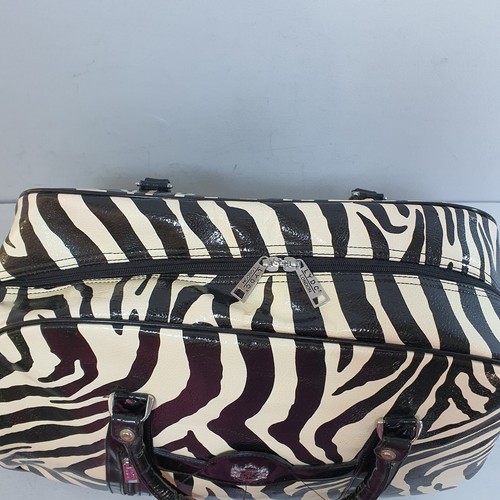 LYDC Zebra Print Weekender Trolley Bag Pull Along Hold All Overnight Travel - Picture 11 of 24