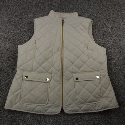 St Johns Bay Vest Womens XL White Packable Quilted Gilet Puffer Jacket Zip  Coat