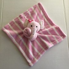 SL Home Fashions Lovey Pink Bow Elephant Stripe Security Blanket Plush Huggable