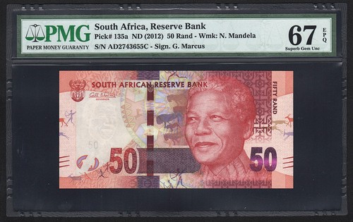 2012 South Africa, 10 20 50 100 200 Rand Set, Nelson Mandela, PMG 65-67 UNC - Picture 11 of 22