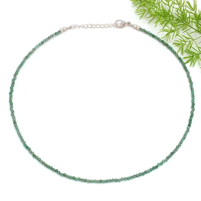 2-3 mm Grüner Aventurin Facettiert Rund Edelstein Perlen Damen Halsband Halsk... - Bild 4 von 4