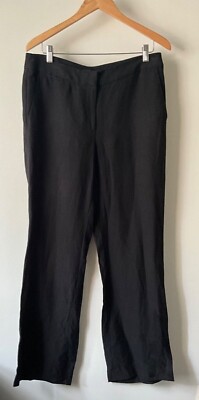 Ann Taylor black linen pants sz 8. Full leg, flap back pockets, great condish!