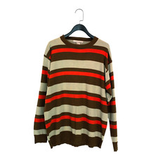 Marcus Law Beige Brown Orange Stripe Fine Knit Jumper - Size M