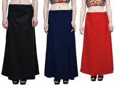Traditional Readymade Cotton Straight Shapewear Women Girl Saree Underskirt- 3PC
