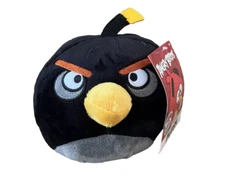 Angry Birds Plush Bomber Bird Stuffed Animal Black 6 inch  Rovio NWT