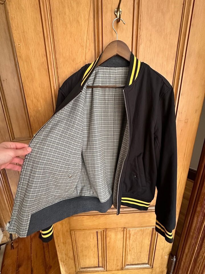 Rag and Bone Reversible Black and Grey Manston Bomber Jacket