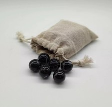 33 x Round Glass Marbles Cloth Bag Black/White Solitaire Board Game Replacement