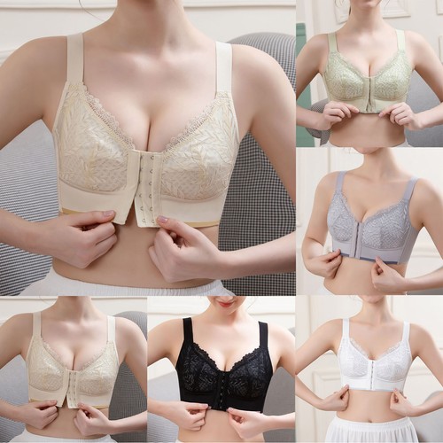 Women Ladies Front Fastening Push Up.Bra Non Wired Comfort Soft Cup Underwear