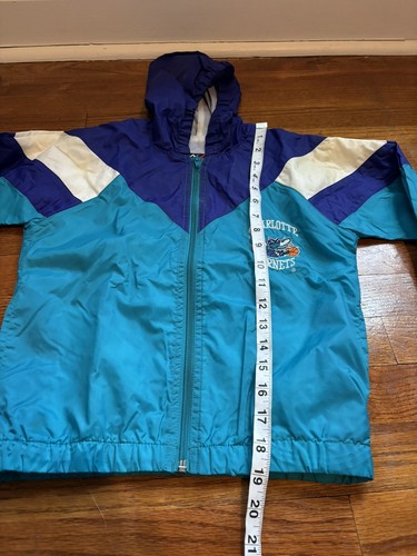 Vintage Charlotte Hornets Windbreaker Track Jacket Youth M 5-6 Team Athletics - Picture 10 of 11