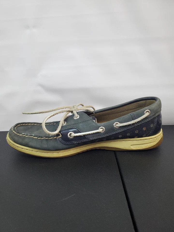 Zapatos sin cordones SPERRY 61428 Top Sider cuero azul lentejuelas punta almendra para mujer 9M Foto 4 de 4