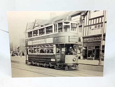 Alte Straßenbahn auf der Route 18 an der London Road Norbury 1936 Vintage Repro Postkarte