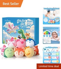 Natural Organic Bath Bombs for Kids - 12 Pcs with Essential Oils  Animal Shapes