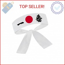 White Japanese Sushi Chef Bandana Hachimaki Karate Headband - Number One