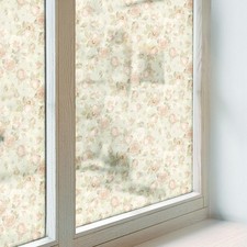 Static Cling Frosted Window Film Privacy Non-Adhesive Decorative Floral Elegance