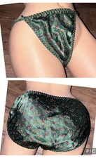 Delicates Y2K L satin string bikini panties Second Skin Shiny Wet Candy Canes